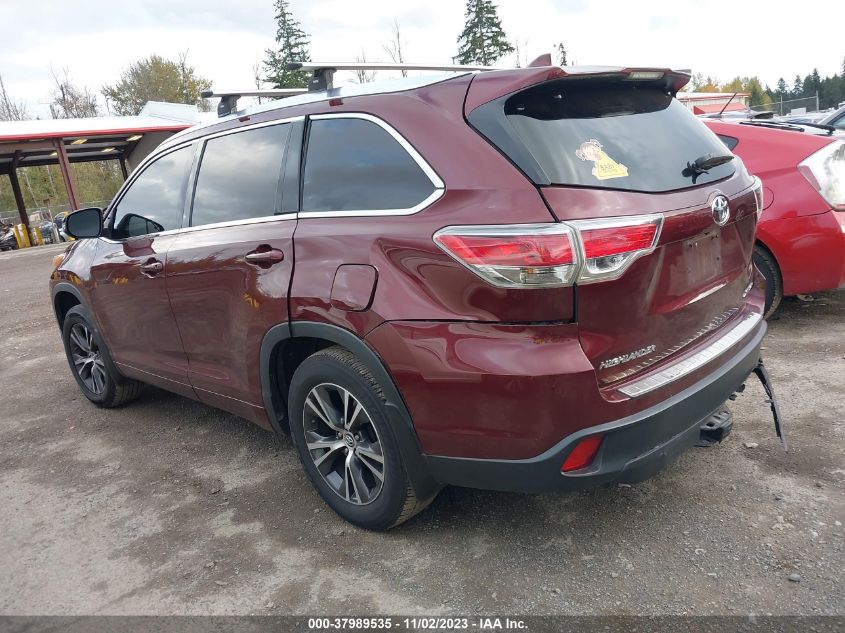 2016 Toyota Highlander Xle VIN: 5TDJKRFH8GS334428 Lot: 37989535