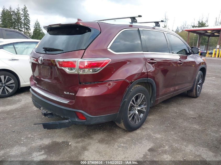 2016 Toyota Highlander Xle VIN: 5TDJKRFH8GS334428 Lot: 37989535