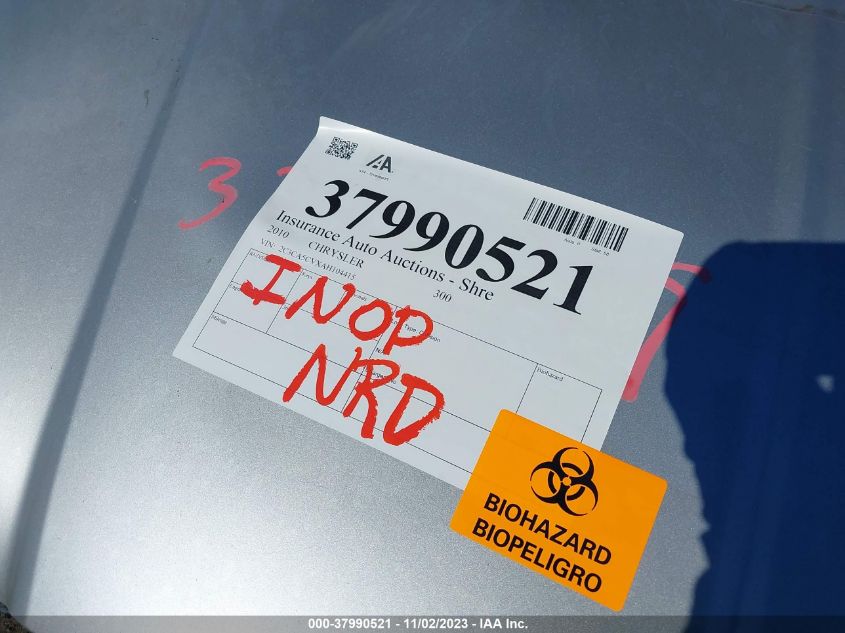 2010 Chrysler 300 Touring/Signature Series/Executive Series VIN: 2C3CA5CVXAH104415 Lot: 37990521