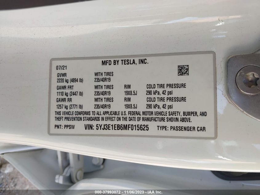 Фото: 5YJ3E1EB6MF015625 - 9