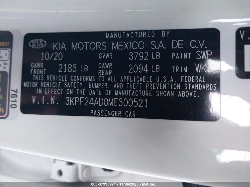 2021 Kia Forte Lxs VIN: 3KPF24AD0ME300521 Lot: 40443684