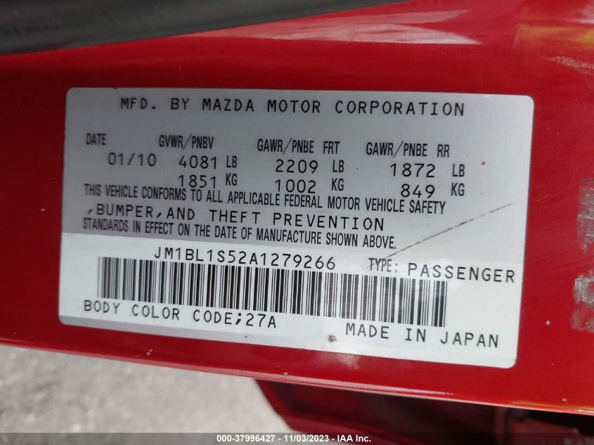 2010 Mazda Mazda3 S Sport VIN: JM1BL1S52A1279266 Lot: 37996427