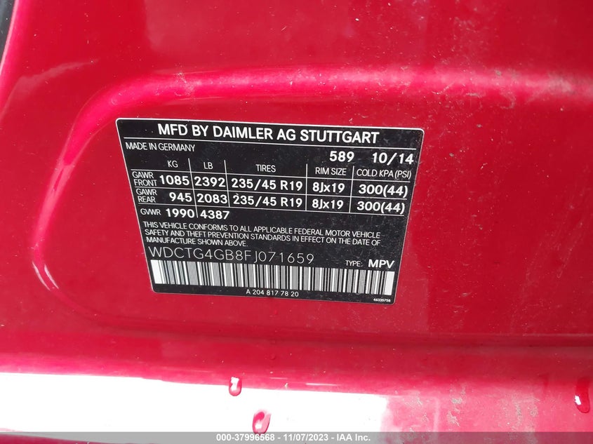 2015 MERCEDES-BENZ GLA 250 - WDCTG4GB8FJ071659