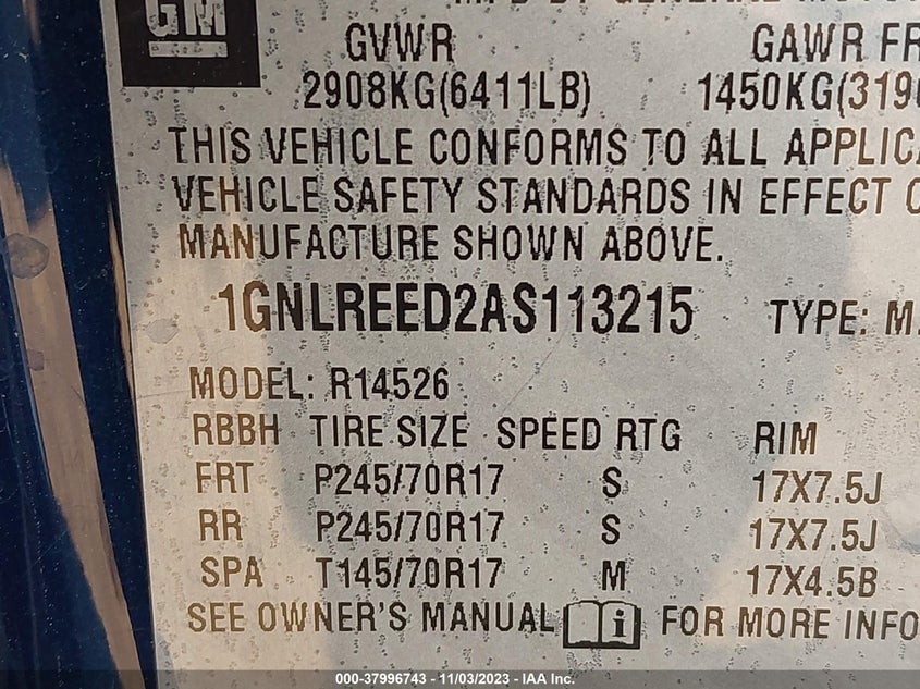 2010 Chevrolet Traverse Ls VIN: 1GNLREED2AS113215 Lot: 37996743