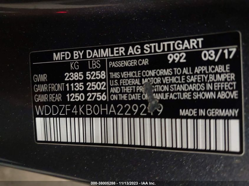 WDDZF4KB0HA229219 2017 Mercedes-Benz E 300 4Matic