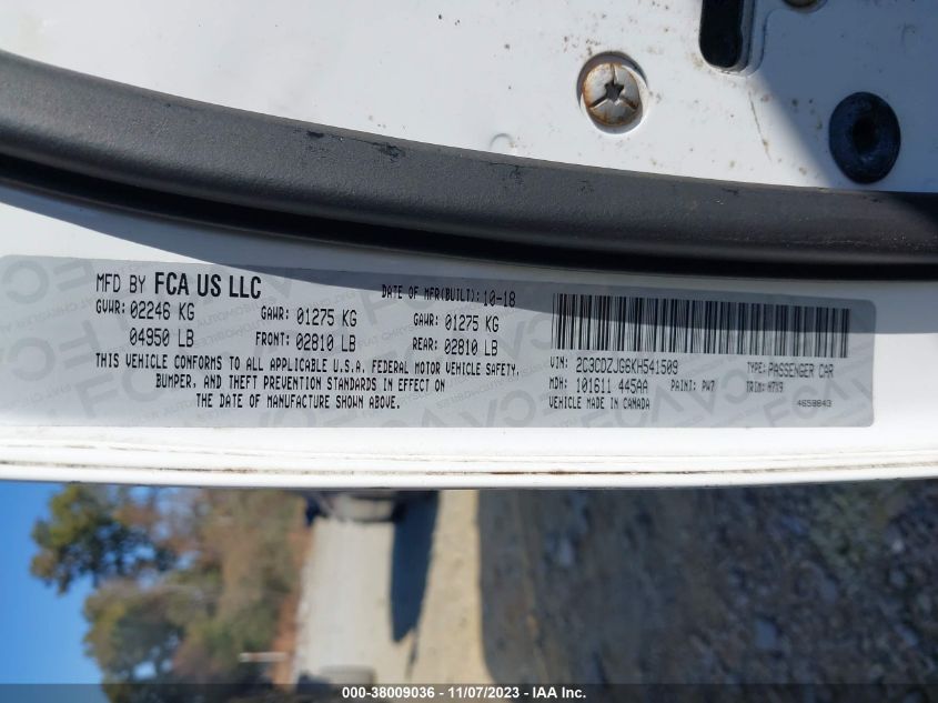 2019 Dodge Challenger Gt VIN: 2C3CDZJG6KH541509 Lot: 38009036