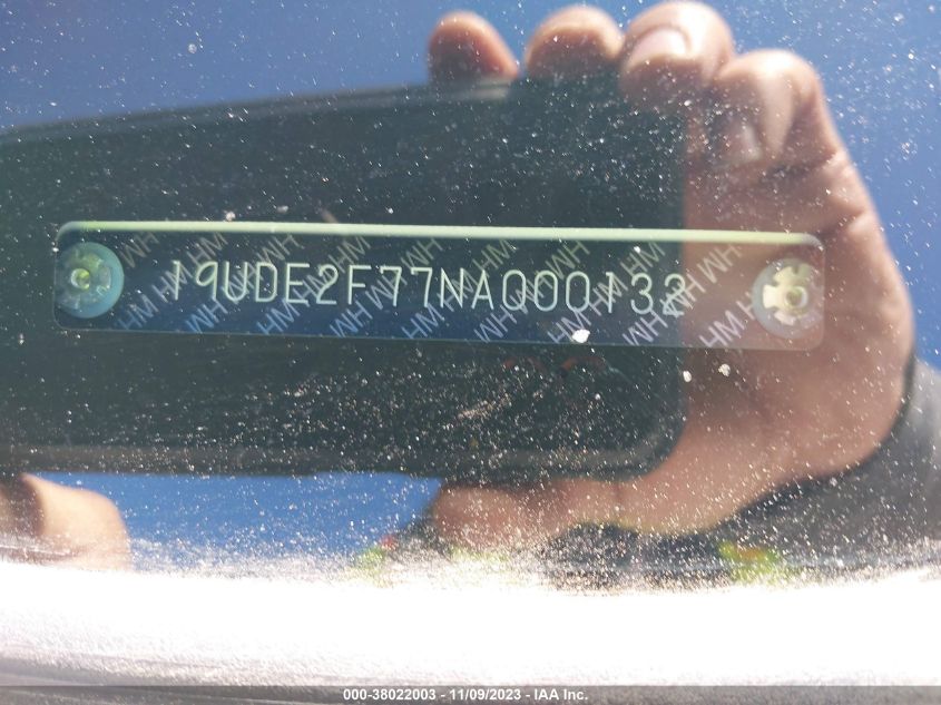 2022 Acura Ilx W/Premium Package VIN: 19UDE2F77NA000132 Lot: 38022003