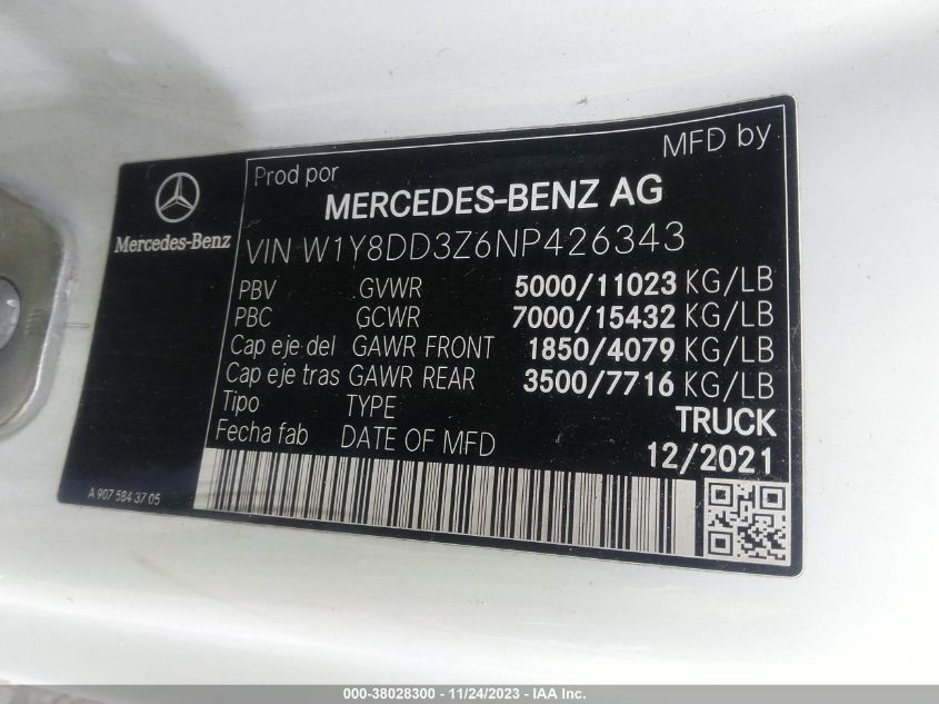 W1Y8DD3Z6NP426343 2022 Mercedes-Benz 3500 Sprinter Vans