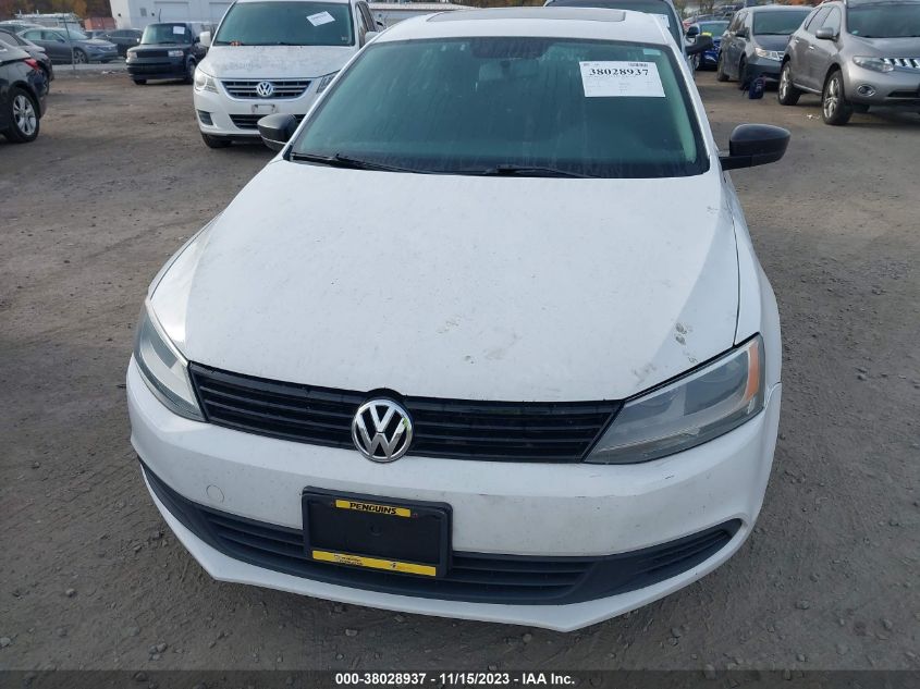 2012 Volkswagen Jetta 2.0L S VIN: 3VW1K7AJ4CM333301 Lot: 38028937