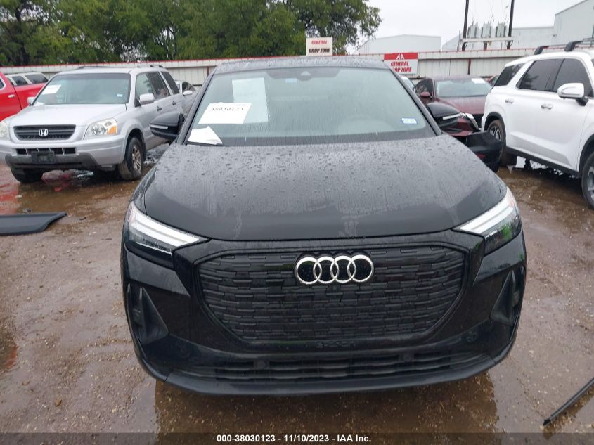 2023 Audi Q4 Sportback E-Tron Premium Plus 50 Quattro VIN: WA132BFZXPP076460 Lot: 38030123