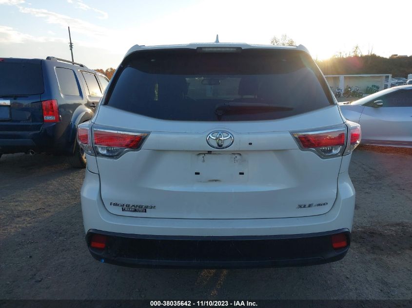 2015 Toyota Highlander Xle V6 VIN: 5TDJKRFHXFS159839 Lot: 38035642