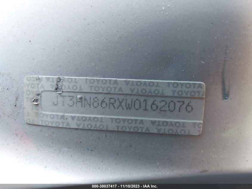 1998 Toyota 4Runner Sr5 VIN: JT3HN86RXW0162076 Lot: 38037417