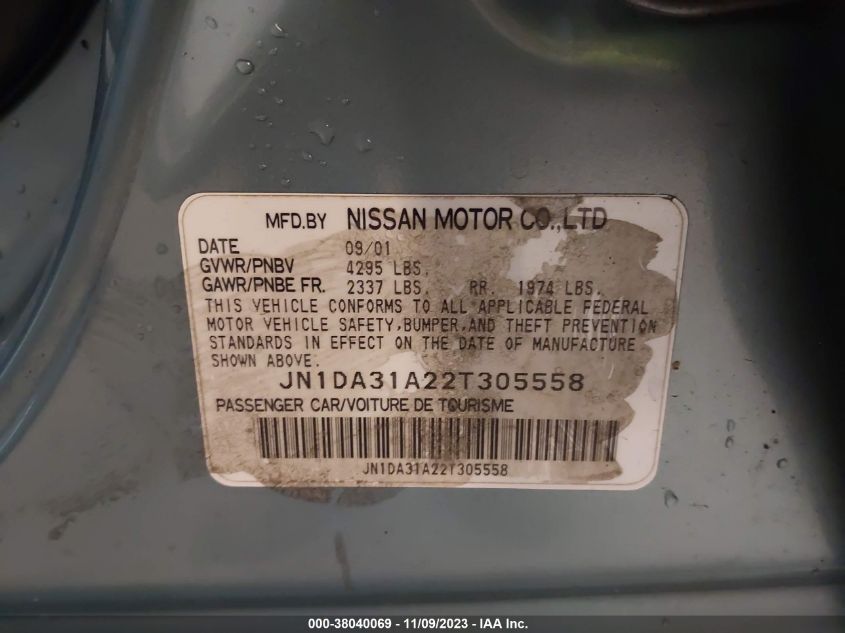 JN1DA31A22T305558 2002 Nissan Maxima Gle