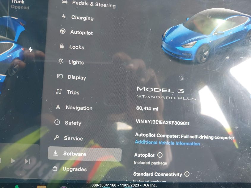 2019 Tesla Model 3 Long Range VIN: 5YJ3E1EA2KF309611 Lot: 38041160