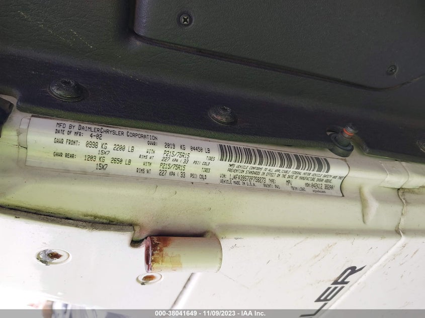 1J4FA39S72P758273 2002 Jeep Wrangler X