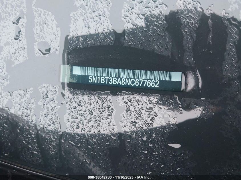 2022 Nissan Rogue Sv Fwd VIN: 5N1BT3BA8NC677662 Lot: 38042780