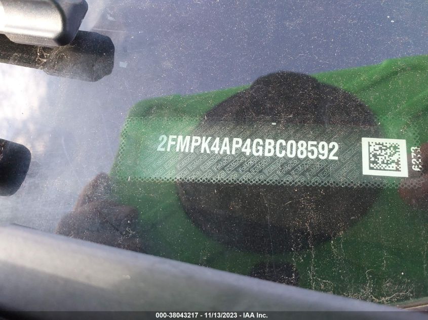 2016 Ford Edge Sport VIN: 2FMPK4AP4GBC08592 Lot: 38043217