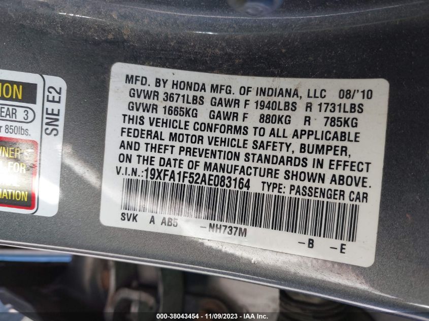 2010 Honda Civic Sdn Lx VIN: JTDFR320200069710 Lot: 38043454