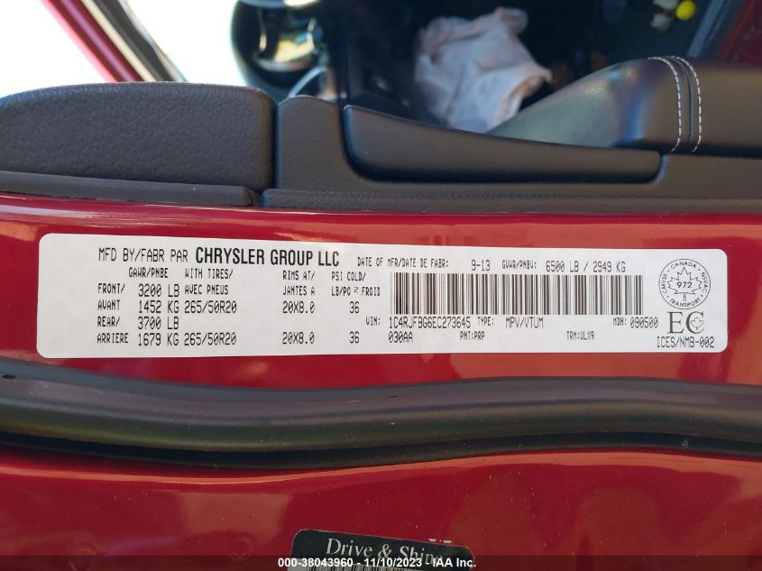 1C4RJFBG6EC273645 2014 Jeep Grand Cherokee Limited