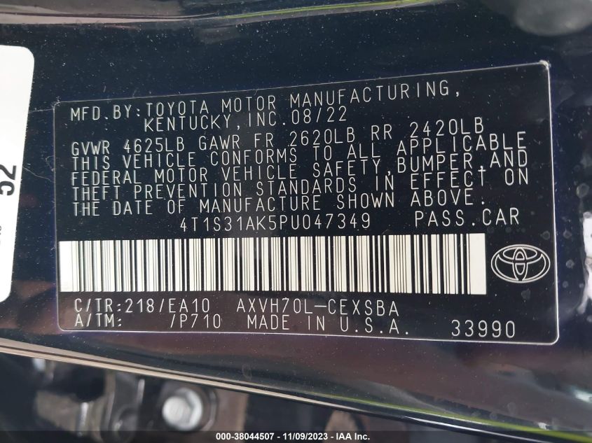 4T1S31AK5PU047349 2023 Toyota Camry Se Hybrid