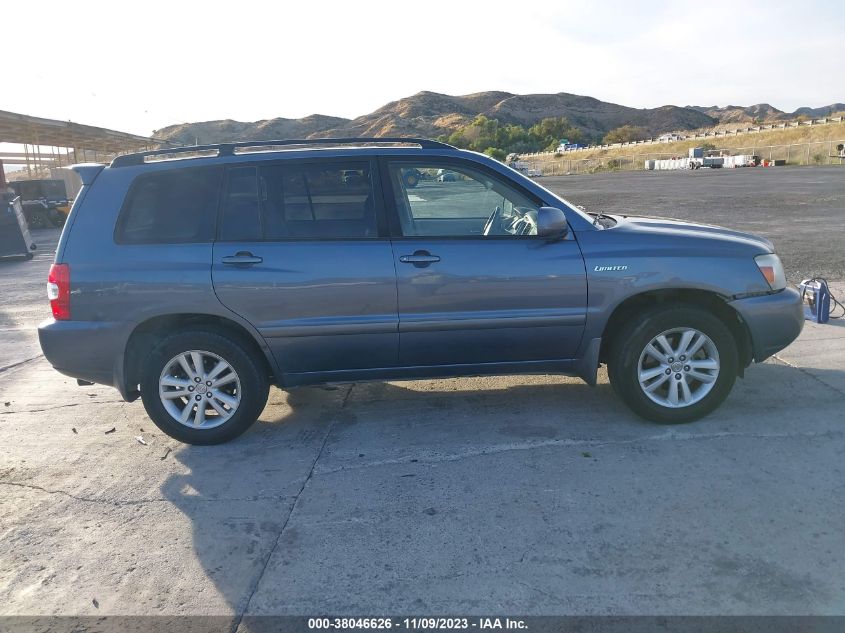 2006 Toyota Highlander Hybrid Limited V6 VIN: JTEEW21A460004290 Lot: 38046626