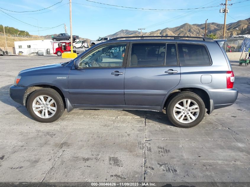 2006 Toyota Highlander Hybrid Limited V6 VIN: JTEEW21A460004290 Lot: 38046626