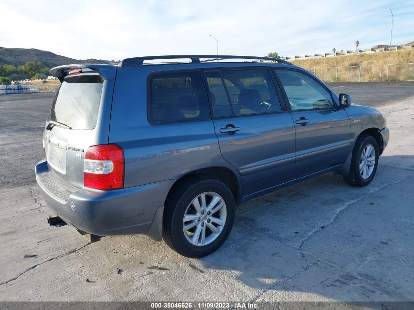 2006 Toyota Highlander Hybrid Limited V6 VIN: JTEEW21A460004290 Lot: 38046626