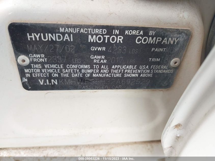 KMHWF35H32A692529 2002 Hyundai Sonata Gls/Lx