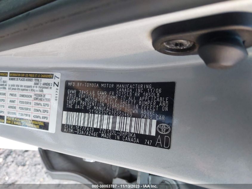 2T1KR32E47C650460 2007 Toyota Matrix