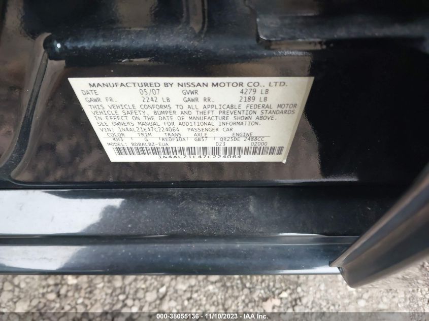 1N4AL21E47C224064 2007 Nissan Altima 2.5 S