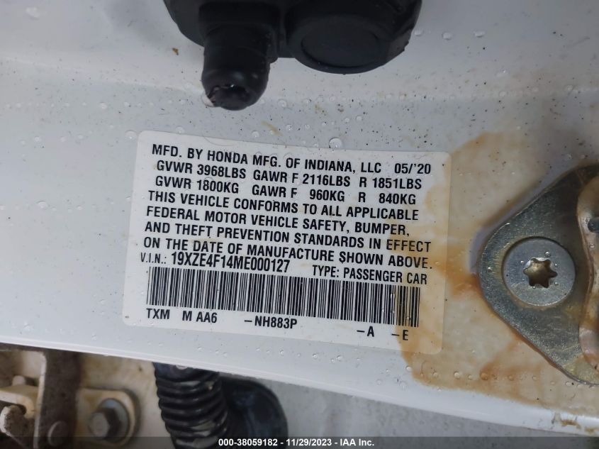 19XZE4F14ME000127 2021 Honda Insight Lx