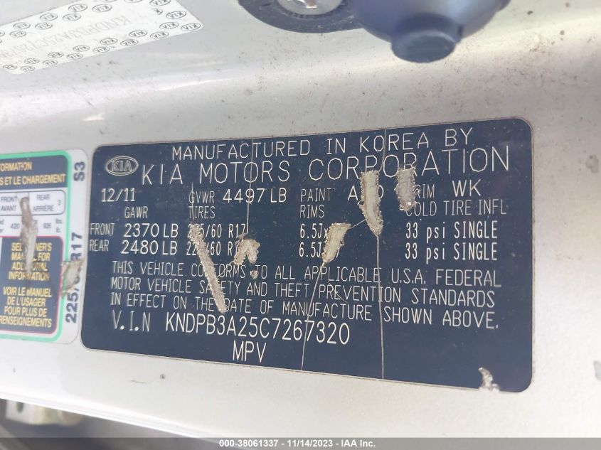 KNDPB3A25C7267320 2012 Kia Sportage Lx