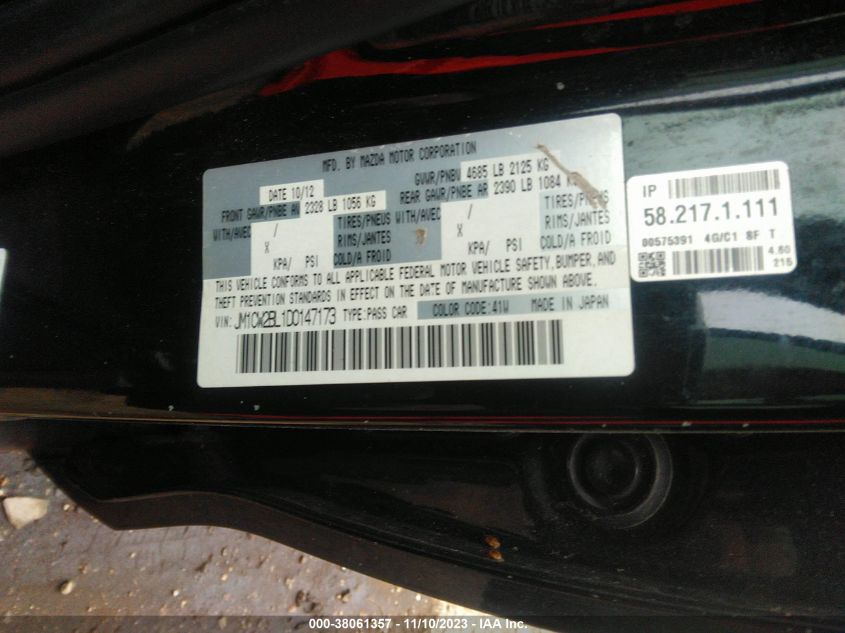 2013 Mazda Mazda5 Sport VIN: JM1CW2BL1D0147173 Lot: 38061357