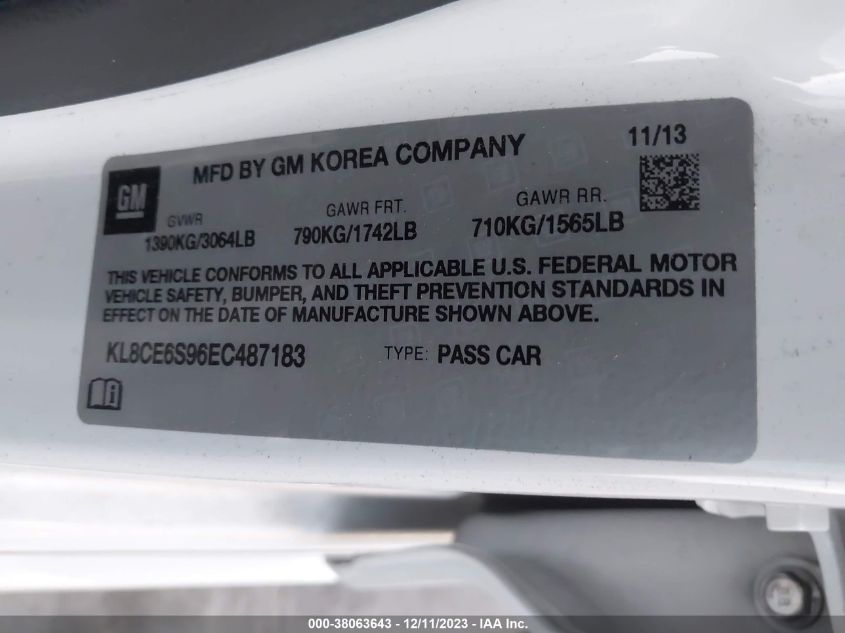 KL8CE6S96EC487183 2014 Chevrolet Spark 2Lt Manual