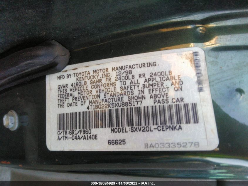 4T1BG22K5XU885177 1999 Toyota Camry Le