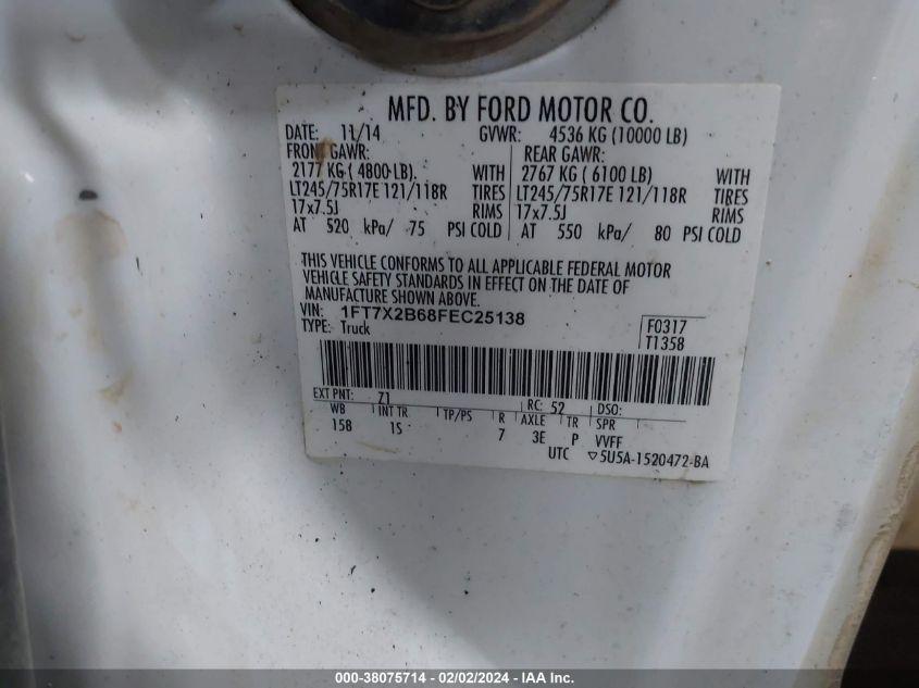 1FT7X2B68FEC25138 2015 Ford F-250 Xl