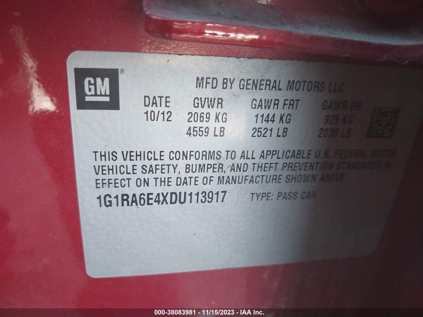 2013 CHEVROLET VOLT - 1G1RA6E4XDU113917