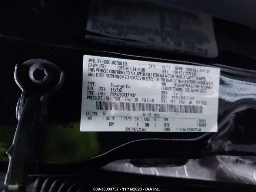 2017 Ford C-Max Hybrid Se VIN: 1FADP5AU7HL105663 Lot: 38093757