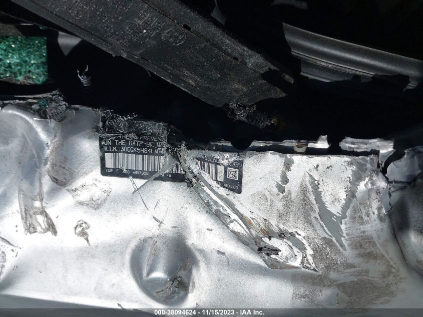 2015 Honda Fit Ex/Ex-L VIN: 3HGGK5H84FM719033 Lot: 38094624