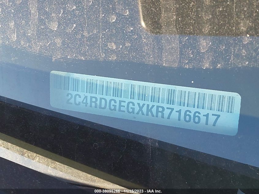 2019 Dodge Grand Caravan Gt VIN: 2C4RDGEGXKR716617 Lot: 38095266