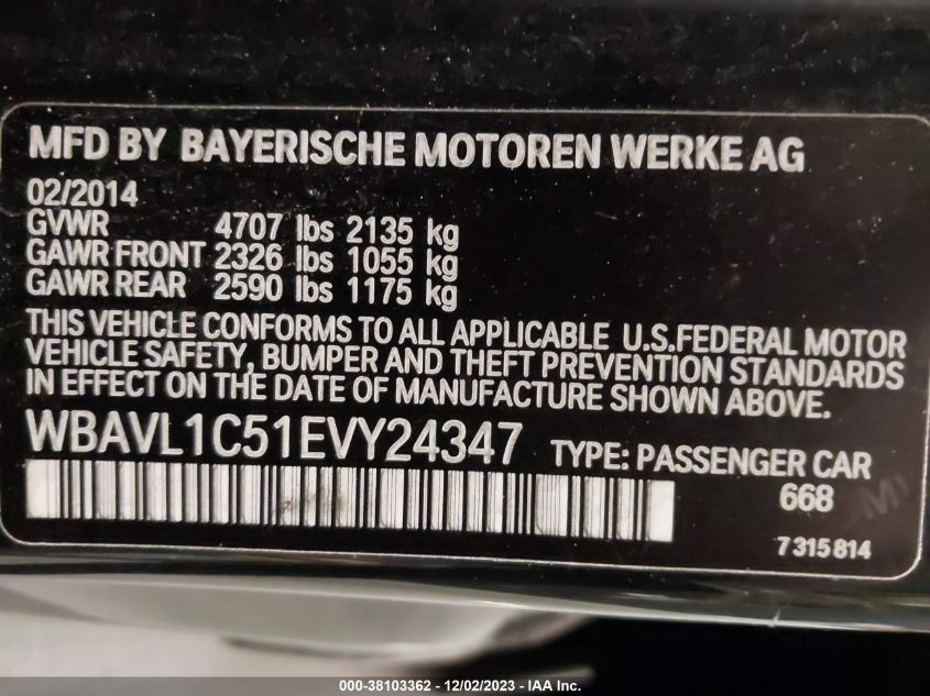 WBAVL1C51EVY24347 2014 BMW X1 xDrive28I