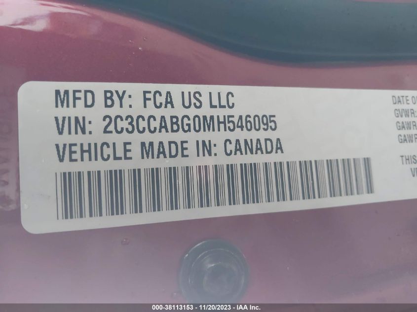 2021 Chrysler 300 300S VIN: 2C3CCABG0MH546095 Lot: 38113153