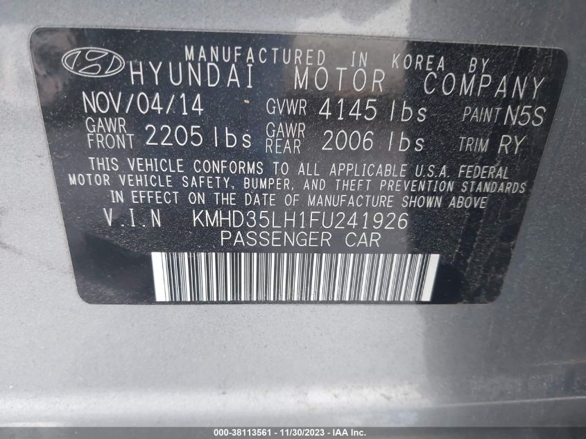 KMHD35LH1FU241926 2015 Hyundai Elantra Gt