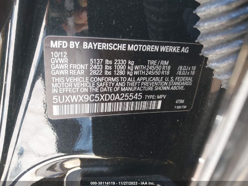 5UXWX9C5XD0A25545 2013 BMW X3 xDrive28I