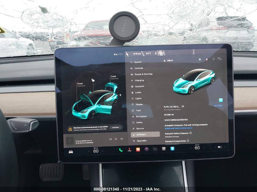 2020 Tesla Model 3 Standard Range Plus Rear-Wheel Drive/Standard Range Rear-Wheel Drive VIN: 5YJ3E1EA4LF800103 Lot: 38121345