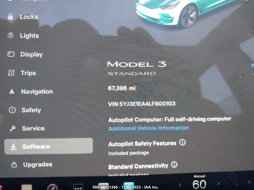 2020 Tesla Model 3 Standard Range Plus Rear-Wheel Drive/Standard Range Rear-Wheel Drive VIN: 5YJ3E1EA4LF800103 Lot: 38121345