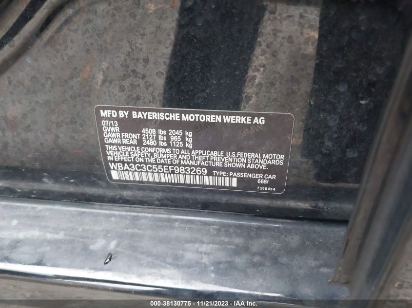 2014 BMW 320I xDrive VIN: WBA3C3C55EF983269 Lot: 38130775