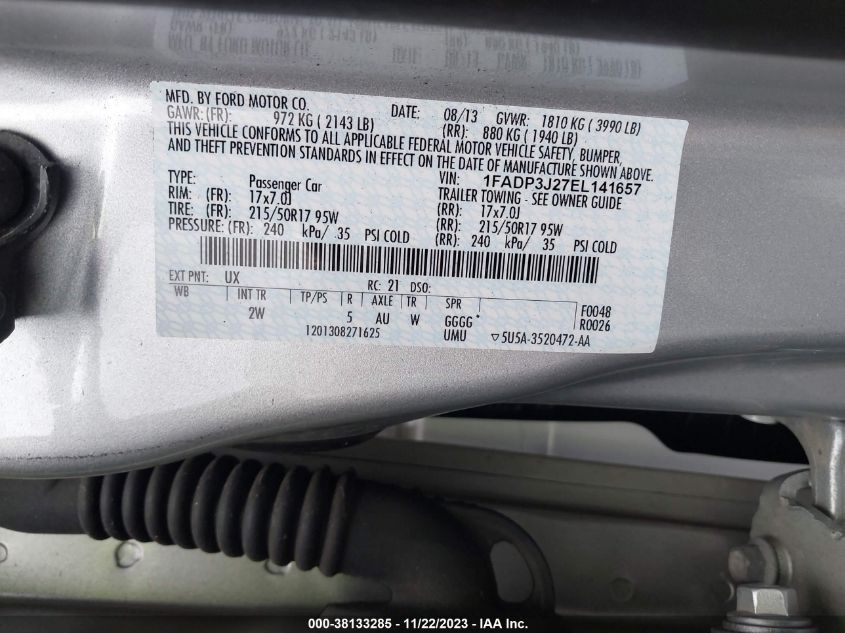 1FADP3J27EL141657 2014 Ford Focus Titanium