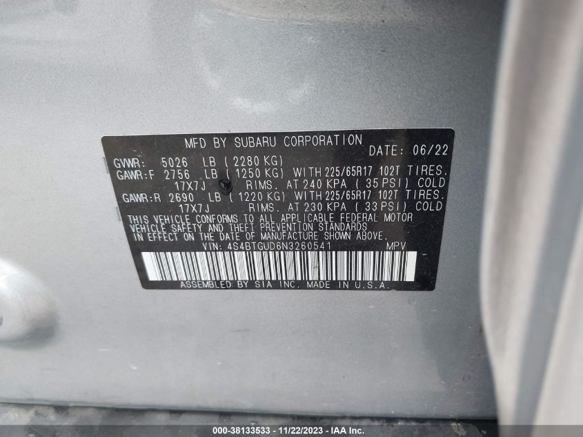 4S4BTGUD6N3260541 2022 Subaru Outback Wilderness