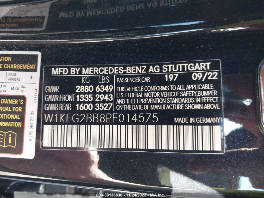 2023 Mercedes-Benz Eqe 350 VIN: W1KEG2BB8PF014575 Lot: 38138838